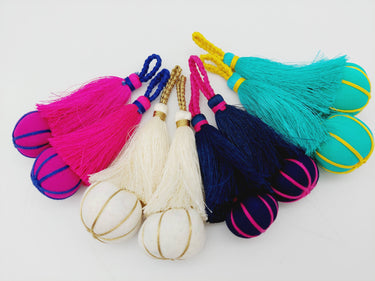 Beige and Gold Pumpkin Tassels, Latkan, Indian Tassels